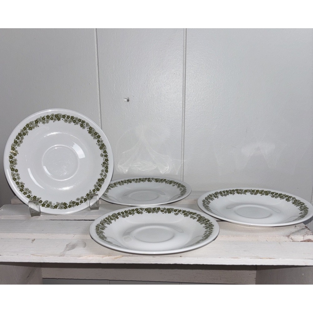 Vintage Corelle By Corning Set Of 4 Spring Blossom Crazy Daisy Saucer Plates 6"